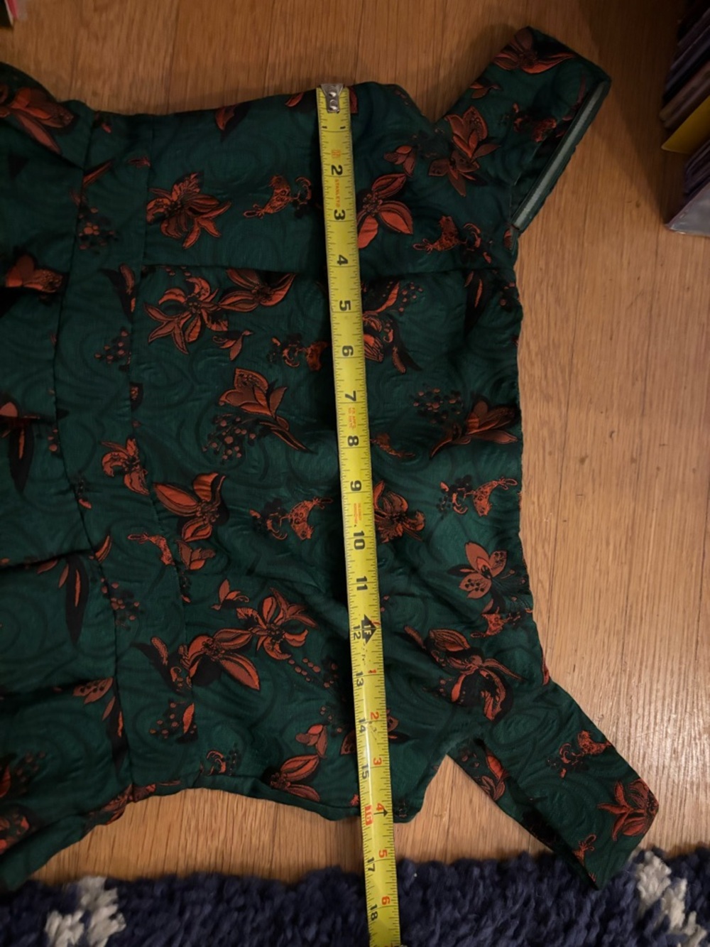 Floral Green and Red Brocade Dress - Picture 9 of 9